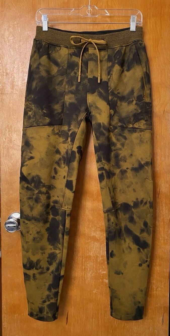 Lululemon Textured Tech Diamond Dye Gold Spice Black Tie Dye Joggers Size M Mens